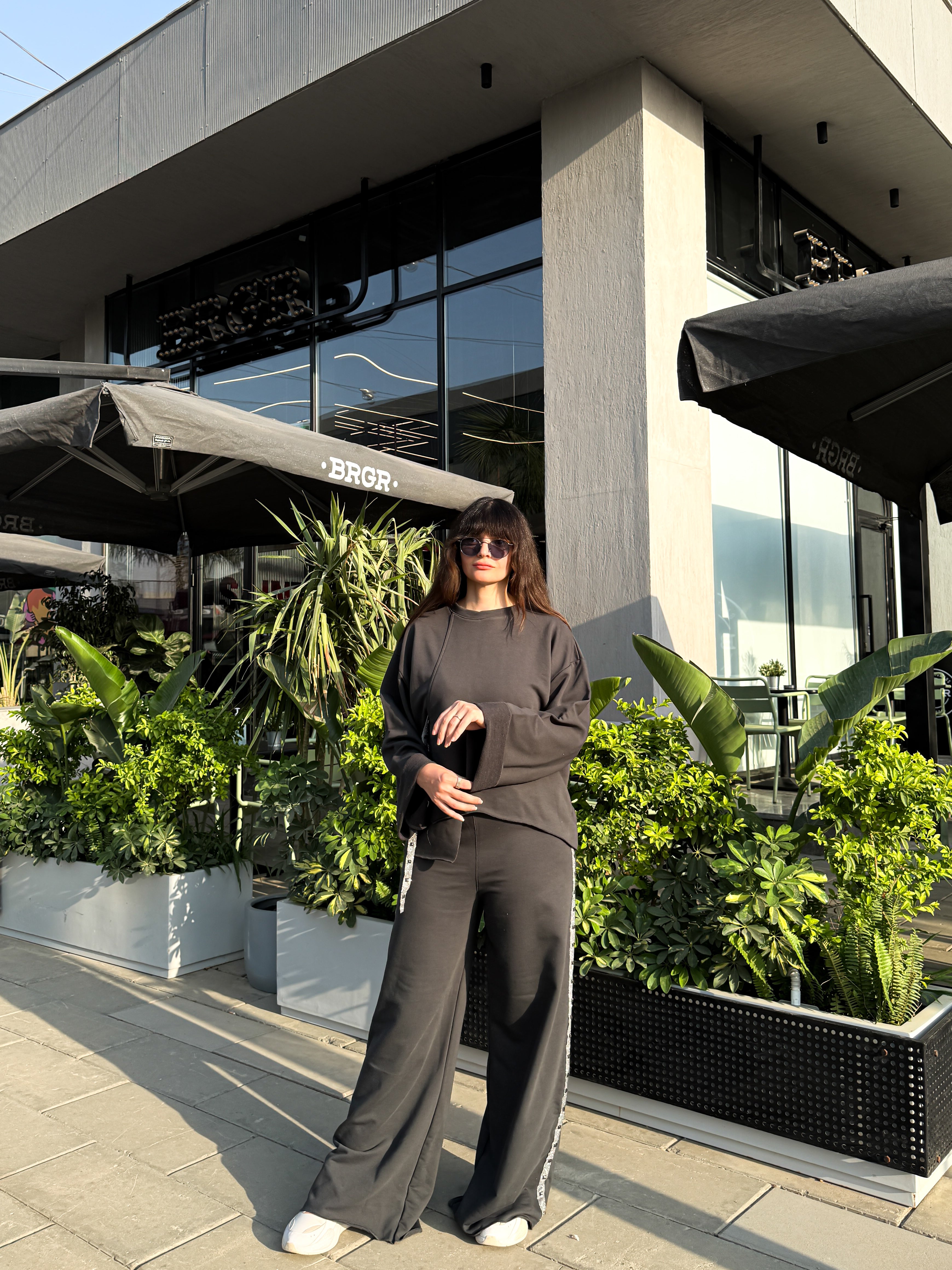 Shiny Ribbon Set | Iron gray  Oversized