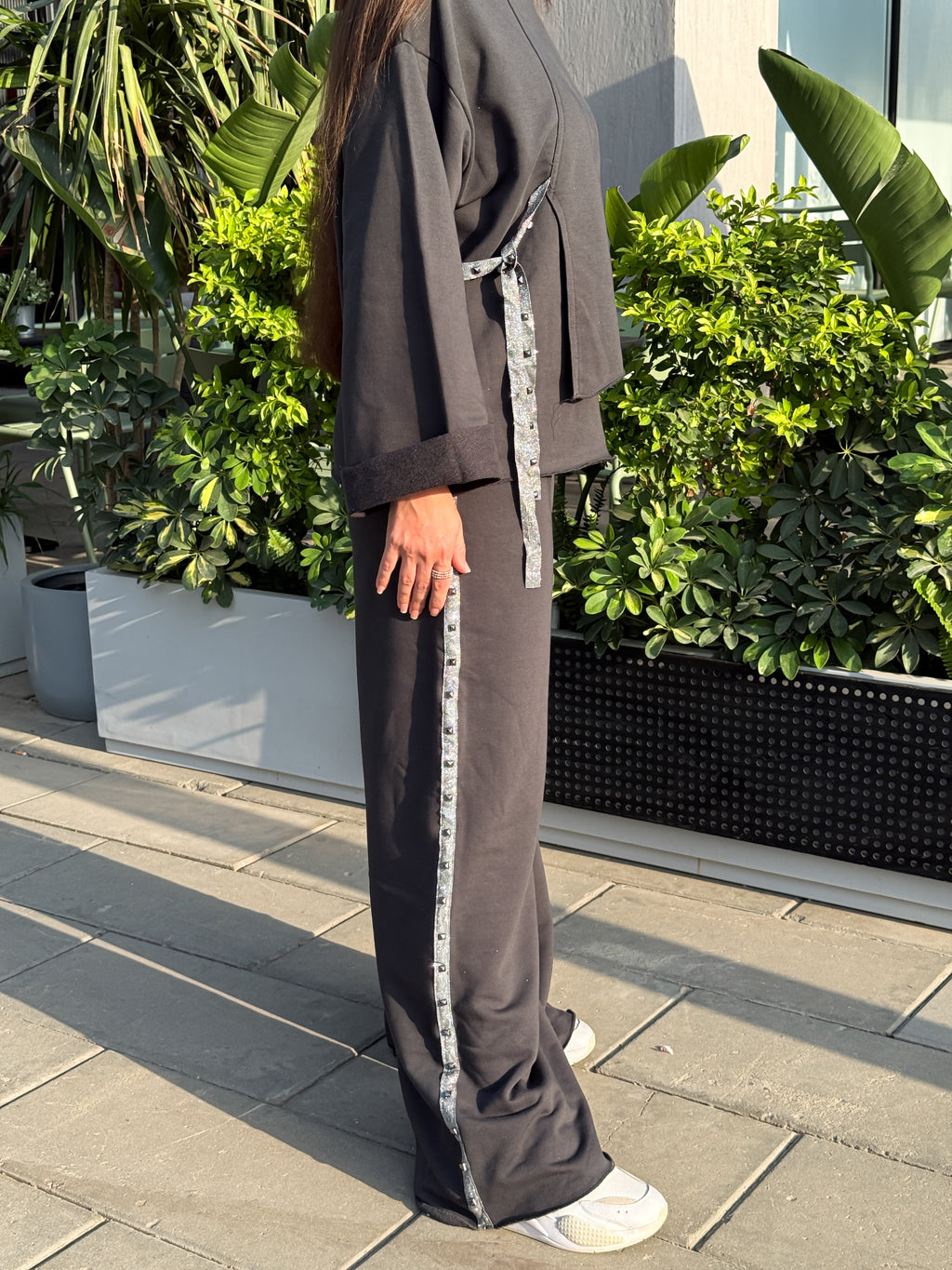 Shiny Ribbon Set | Iron gray  Oversized